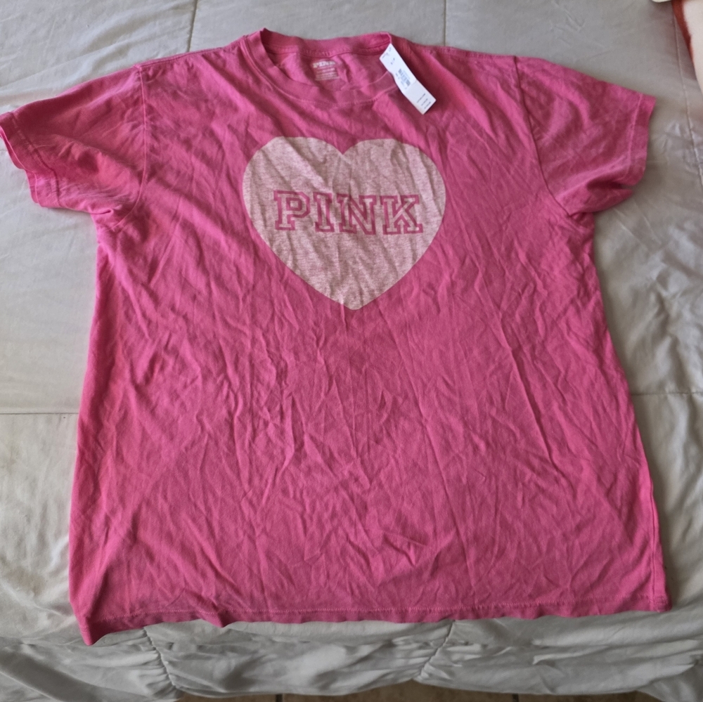 PINK Victoria's Secret Womens Tee with Heart Design
